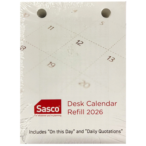 2026 Refill Sasco Calendar 76x102mm Desktop Top Hole, ACCO THCR26