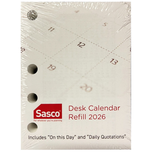 2026 Refill Sasco Calendar 76x102mm Desktop Side Hole, ACCO SHCR26