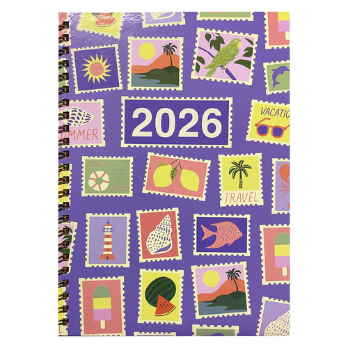 2026 Diary Sasco Moda A5 Week to View Purple, ACCO SC57MD26