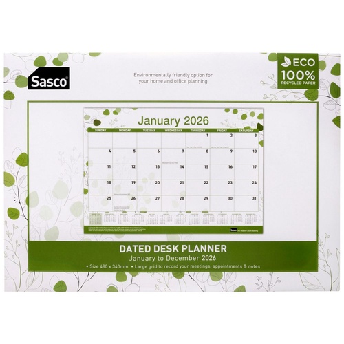 2026 Desk Planner Sasco ECO 480x340mm Desk Pad, ACCO 1070126