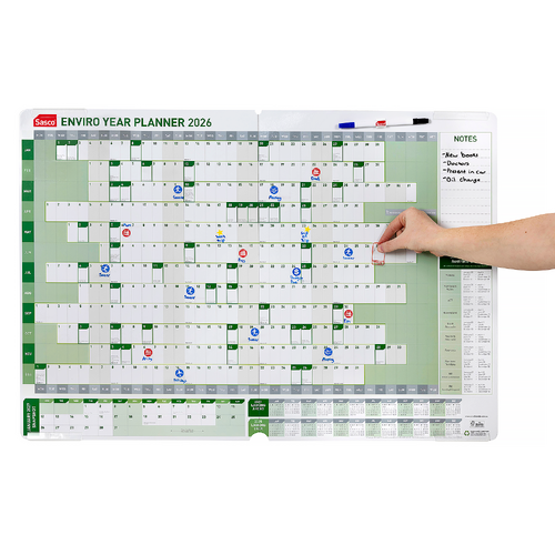 2026 Year Planner Sasco Enviro 870x610mm Wall Green, ACCO 1059626