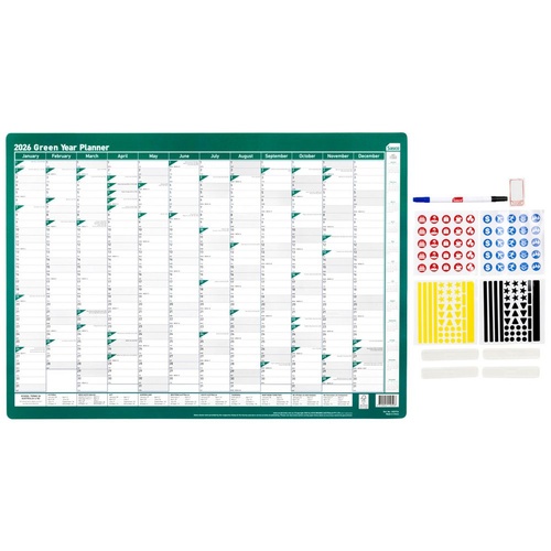 2026 Year Planner Sasco  700x500mm Wall Green, ACCO 1059726