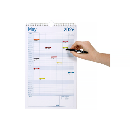 2026 Calendar Sasco Family Activities 250x410mm Vertical Wall, ACCO 1054026