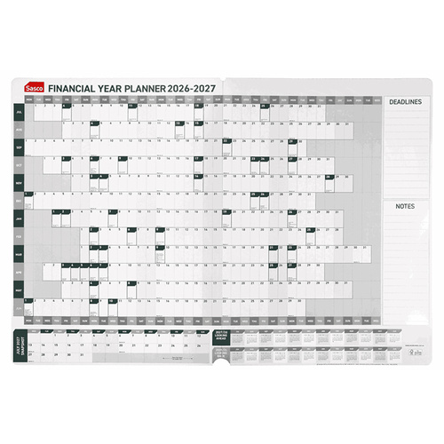 Sasco 2026-2027 Financial Year Planner 874x607mm Yearly Wall 3622627