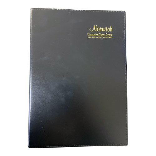 Cumberland Norwich 2026-2027 Financial Year Diary A4 Week to View with Appointments Black 47SFY2627