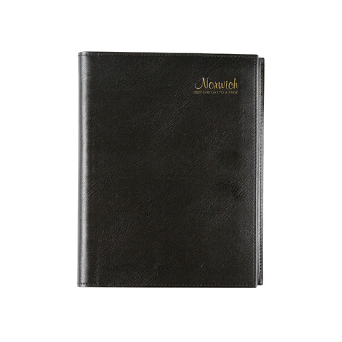 2027 Diary Cumberland Norwich Quarto Day to Page Black Spiral, 91S27