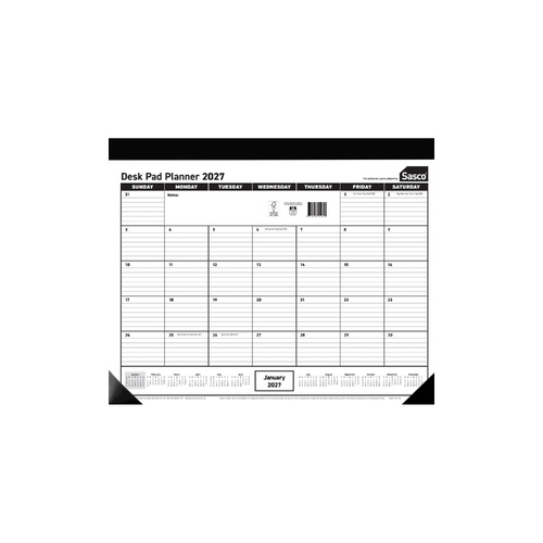 2027 Desk Planner Sasco 555x430mm Desk Pad, 1055027