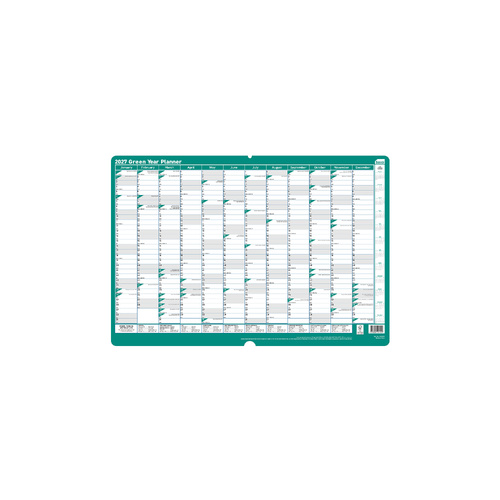 2027 Year Planner Sasco 700x500mm Wall Green, 1059727