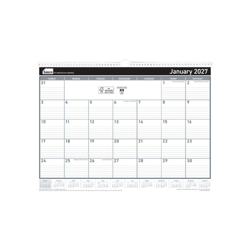 2027 Calendar Sasco 530x395mm Horizontal Wall, 1072027