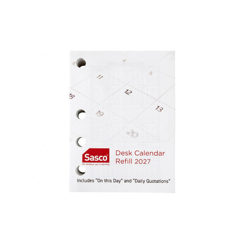 2027 Refill Sasco Calendar 76x102mm Desktop Side Hole, SHCR27