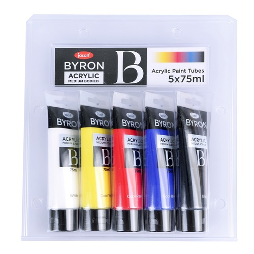 Jasart Byron Set of 5 Acrylic Paint Tubes - Glitter 75ml each Medium Bodied 0067090