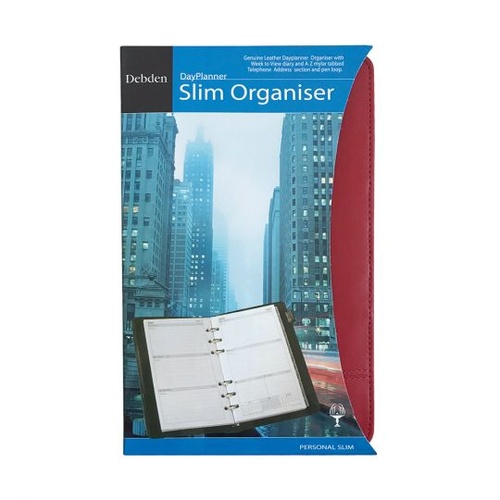 Organiser Debden DayPlanner Slim Personal Complete Leather Red PRR-SLIM
