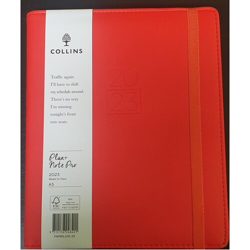 2023 Diary Collins Plan + Note Pro A5 Week to View w/ Notepad Red PNP85.U15