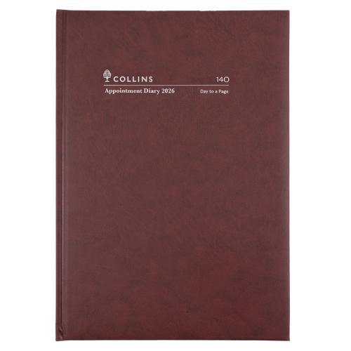 2026 Diary Collins Appointment A4 Day to Page Burgundy Early Ed. 140.P78