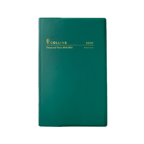 2024-2025 Financial Year Diary Collins B7R Week to View Green 35M7.V40