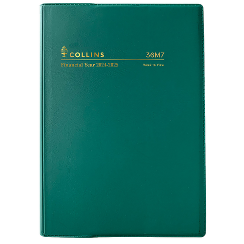 2024-2025 Financial Year Diary Collins A6 Week to View Green 36M7.V40