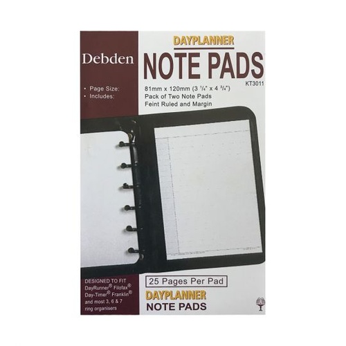 Debden DayPlanner Pocket Refill "Note Pads" KT3011