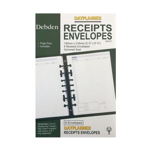 Debden DayPlanner Desk Refill "Receipts Envelopes" DK1017