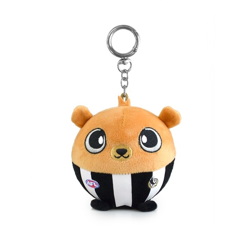 AFL Squishii Bag Charm 7cm Collingwood Magpies AFL Official Fan Collectible, 500073579