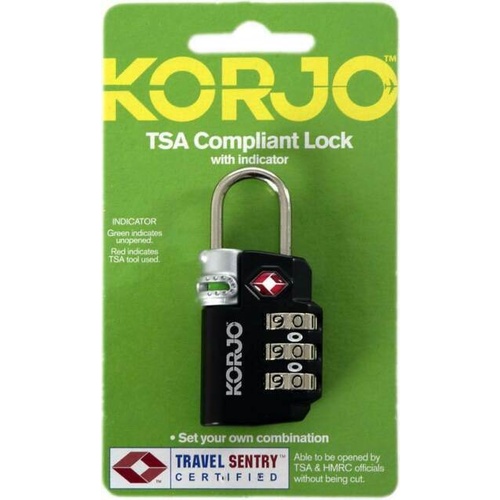 Korjo TSA & HMRC Compliant Combination Travel Lock w/ Indicator