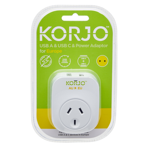 Korjo USB A+C & Power Adaptor for Europe (USB AC EU)