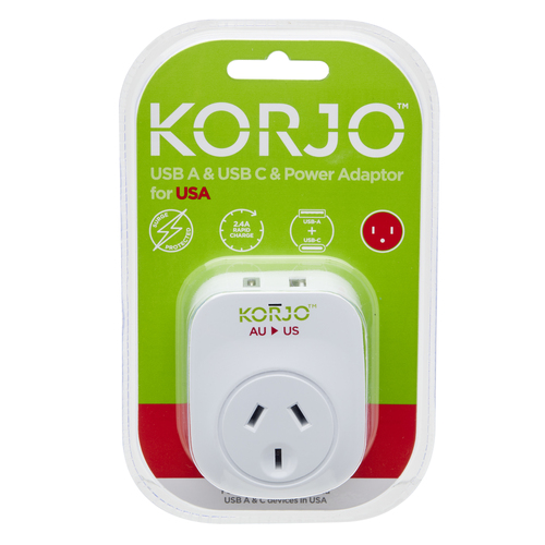 Korjo USB A+C & Power Adaptor for USA (USB AC US)