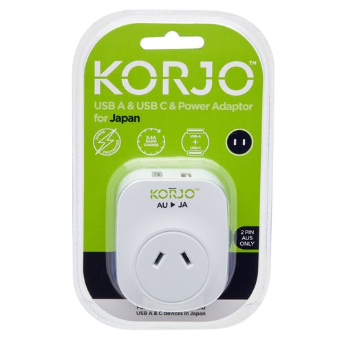 Korjo USB A+C & Power Adaptor for Japan (USB AC JA)