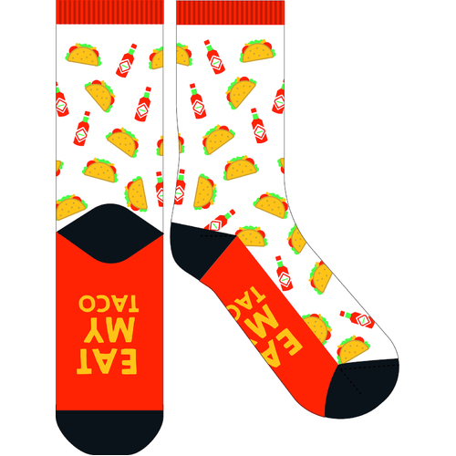 EJF Frankly Funny Novelty Socks, One Size Fits Most - Eat my Taco E6295