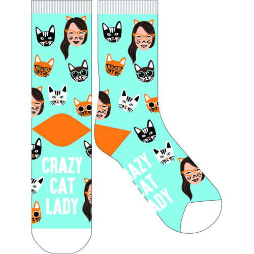 EJF Frankly Funny Novelty Socks, One Size Fits Most - Crazy Cat Lady E6330