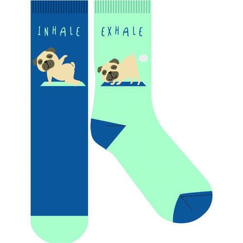 EJF Frankly Funny Novelty Socks, One Size Fits Most - Pug Yoga Inhale/Exhale E6364