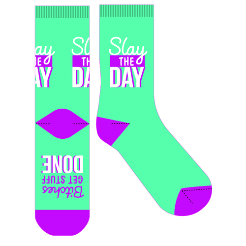 EJF Frankly Funny Novelty Socks, One Size Fits Most Slay the Day E7081