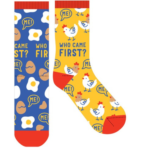 EJF Frankly Funny Novelty Socks, One Size Fits Most - Odd Chicken Egg E9956