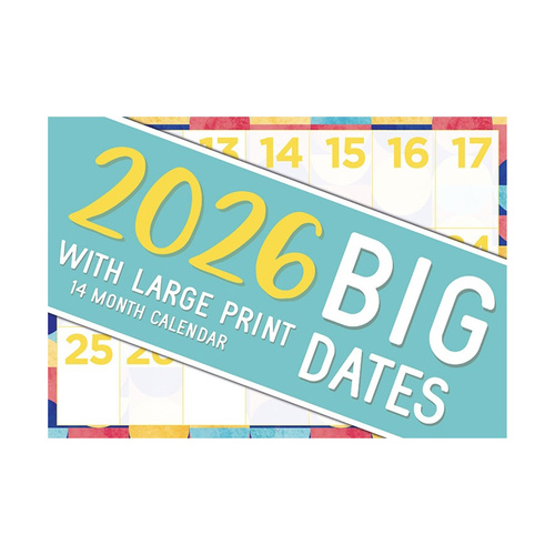 2026 Calendar Big Dates 14-Month Horizontal Wall, Design Group CAL26004