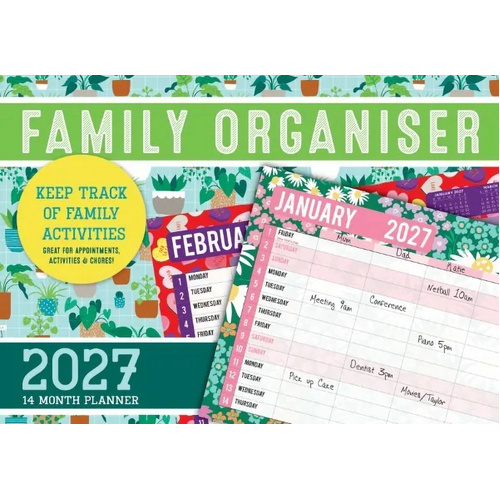 2027 14-Month Calendar Design Group Family Organiser Horizontal Wall, CAL27026