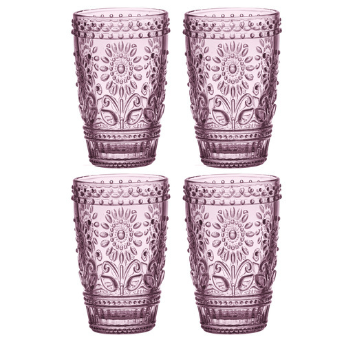 Ladelle Sunflower Highball Tumbler 4 Pack Pink, Great Dining Table Decor 60288