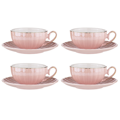 Ashdene Parisienne Pearl Cup & Saucer Set of 4 Marshmallow, The Ladelle Group 521187