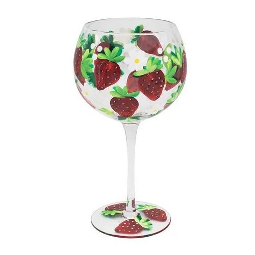 Lynsey Johnstone Hand Painted Stemmed Glass Strawberries 20119