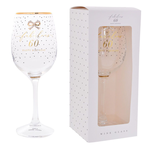 Wine Glass Jewelled Fabulous 60 Happy Birthday, Gift For Her, Gibson Gifts 20841