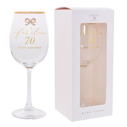 Wine Glass Jewelled Fabulous 70 Happy Birthday, Gift For Her, Gibson Gifts 20842