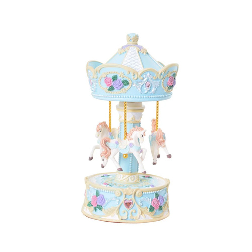 Gibson Gifts Music Box 18cm Musical Carousel Blue, 21239