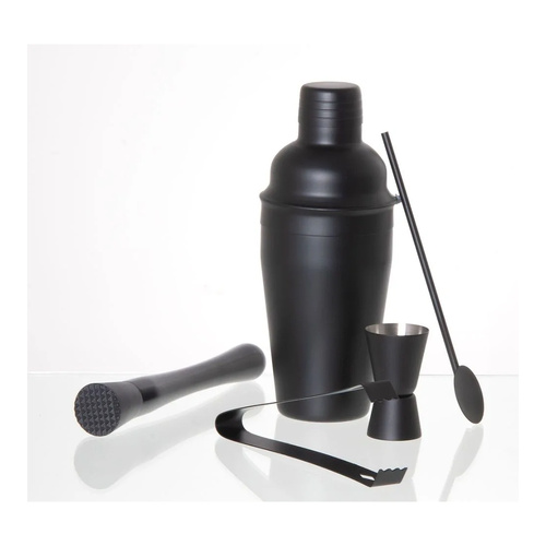 Gibson Gifts Cocktail Shaker Set 5-Piece 500mL Matte Black, 26317