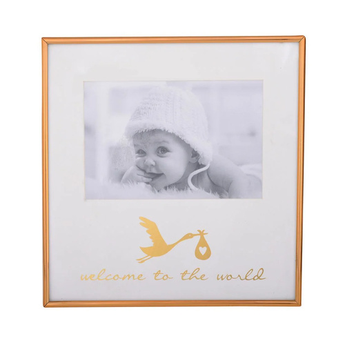 Gibson Gifts New Beginnings Photo Frame 6x4 Welcome to the World White & Gold, 26487