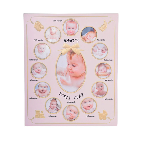 Gibson Gifts Photo Frame Baby's First Year Collage Pink, 26489