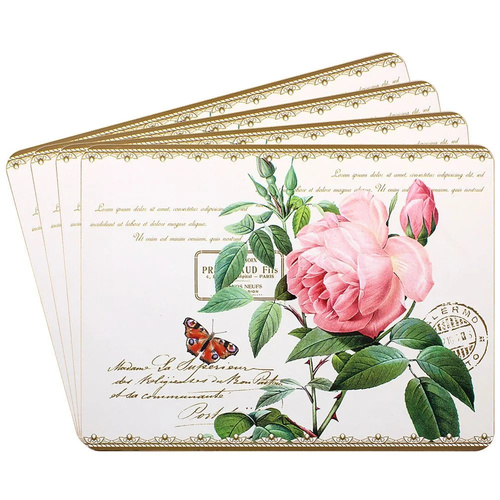 Gibson Gifts Redoute Rose Placemats Set of 4, 26607