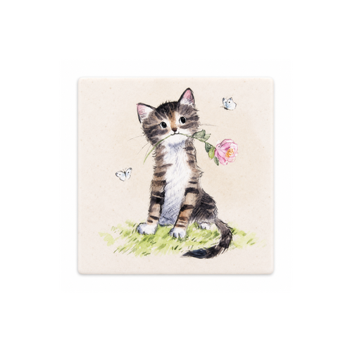 Gibson Gifts On The Farm Coaster Kitten Fine China, 26805