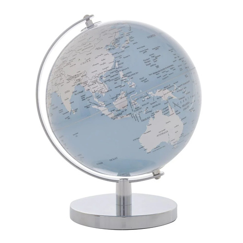 Gibson Gifts Rotating World Globe 20cm Silver Blue, 26937