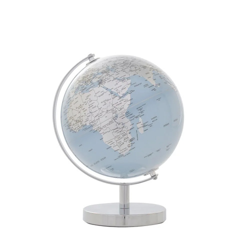 Gibson Gifts Rotating World Globe 14cm Silver Blue, 26938