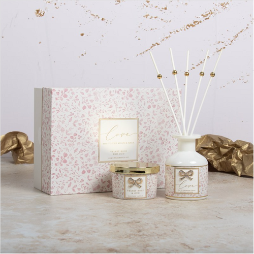Gibson Gifts Candle & Diffuser Set Madelaine Floral Velvet Rose & Oud, 27126