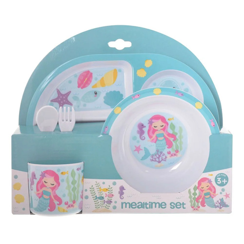 Gibson Gifts Kids Dinner Set Mermaids 5-Piece, 27279
