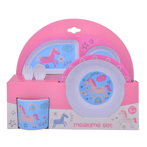 Gibson Gifts Kids Dinner Mealtime Set Unicorns 5-Piece, 27280